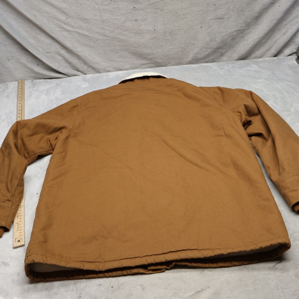 Lee Jacket Mens Large Brown Sherpa Lined Canvas Rugged Trucker Work Full Zip - Picture 7 of 12